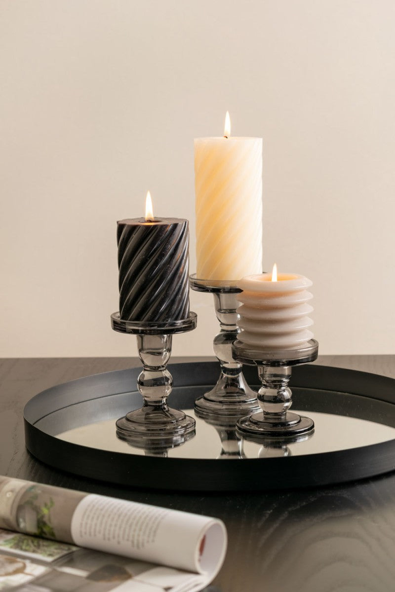 Candle Holder Glass Art Large Chocolate Brown - Present Time kandelaar