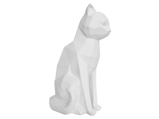 Beeld Origami Zittend Kat Wit