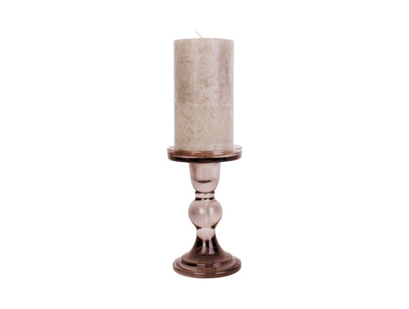 Candle Holder Glass Art Large Chocolate Brown - Present Time candlestick